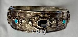 Old hinged silver ethnic bracelet, Berber, Kabyle