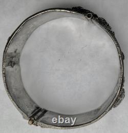Old hinged silver ethnic bracelet, Berber, Kabyle