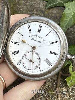 Old mechanical pocket watch in solid silver CRONOMETRO ESCASANY