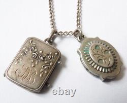 Old necklace with pendant chain photo holder in solid silver