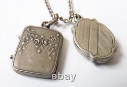 Old necklace with pendant chain photo holder in solid silver