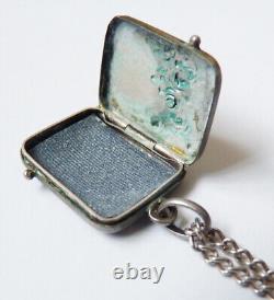 Old necklace with pendant chain photo holder in solid silver