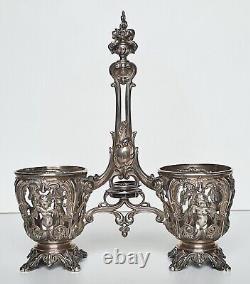 Old oil and vinegar server in solid silver (minerva) 19th century