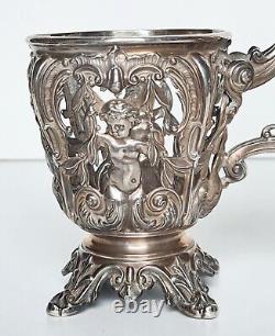 Old oil and vinegar server in solid silver (minerva) 19th century