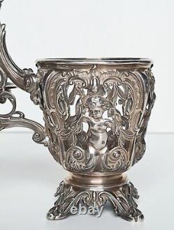 Old oil and vinegar server in solid silver (minerva) 19th century