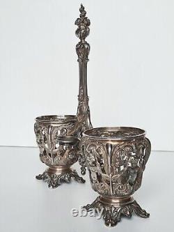 Old oil and vinegar server in solid silver (minerva) 19th century