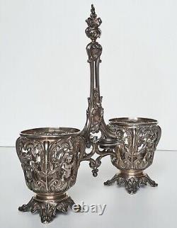 Old oil and vinegar server in solid silver (minerva) 19th century
