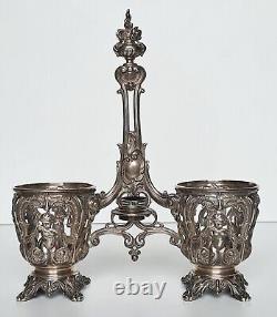 Old oil and vinegar server in solid silver (minerva) 19th century