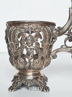 Old oil and vinegar server in solid silver (minerva) 19th century
