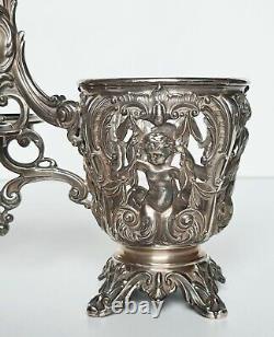 Old oil and vinegar server in solid silver (minerva) 19th century