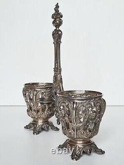 Old oil and vinegar server in solid silver (minerva) 19th century