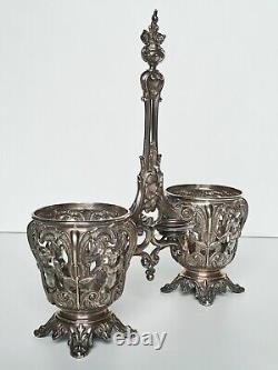 Old oil and vinegar server in solid silver (minerva) 19th century