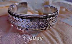 Old open braided silver cuff bracelet