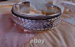 Old open braided silver cuff bracelet