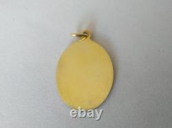 Old religious medal, solid silver, gilded silver, enamel pendant with enamel