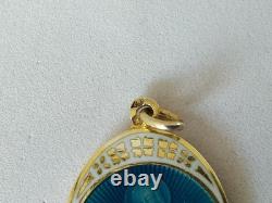 Old religious medal, solid silver, gilded silver, enamel pendant with enamel