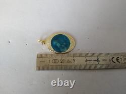 Old religious medal, solid silver, gilded silver, enamel pendant with enamel
