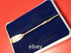 Old silver PADDLE brooch with genuine Diamonds and vermeil crab punch