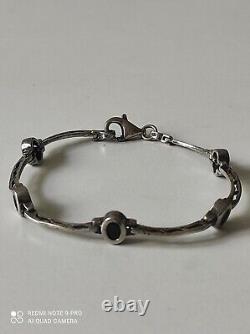 Old solid silver and onyx women's bracelet