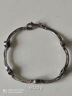 Old solid silver and onyx women's bracelet