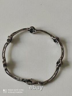 Old solid silver and onyx women's bracelet