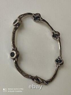 Old solid silver and onyx women's bracelet