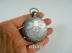 Old solid silver engraved and guilloché LIP pocket watch hallmarks