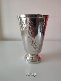Old solid silver goblet on a pedestal, Issoudun winemaker society