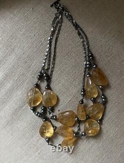 Old solid silver necklace with stones