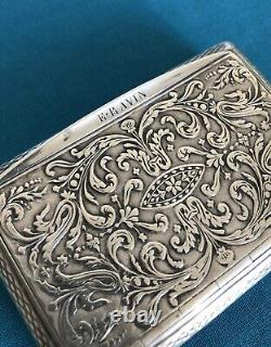 Old solid silver snuffbox VIEILLARD tobacco box MINERVE case