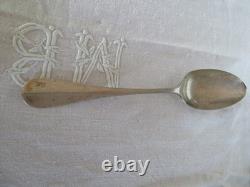 Old solid silver spoon, 59 g, silversmith Soufflot Henri, engraved PL