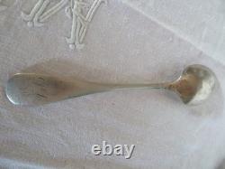 Old solid silver spoon, 59 g, silversmith Soufflot Henri, engraved PL
