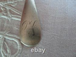 Old solid silver spoon, 59 g, silversmith Soufflot Henri, engraved PL