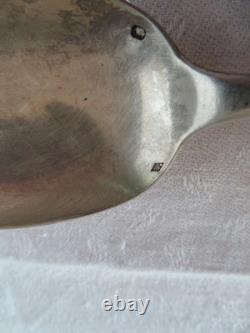 Old solid silver spoon, 59 g, silversmith Soufflot Henri, engraved PL