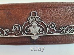 Old wallets. Leather and Solid Silver. County Coat of Arms. Crown