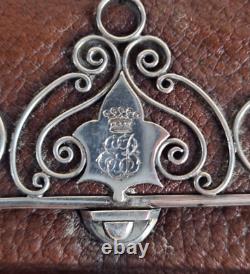 Old wallets. Leather and Solid Silver. County Coat of Arms. Crown