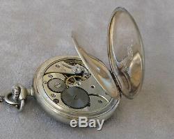 Omega Old Pocket Watch And Chain Sterling Silver (works)