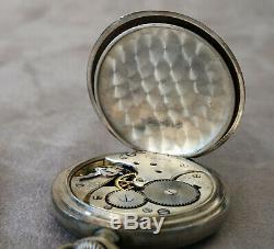 Omega Old Pocket Watch And Chain Sterling Silver (works)