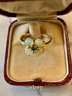 Opal & Emerald Creator Ancient Colombian Vermeil Solid Silver Ring Size 54