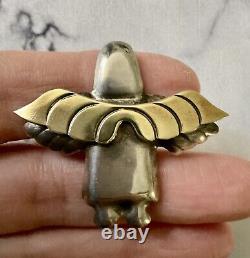 Original Design Vintage Solid Silver Angel Brooch, Gilded, Creator