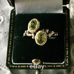 Original Old Ring Design Peridot Silver, Gold Finish