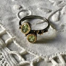 Original Old Ring Design Peridot Silver, Gold Finish