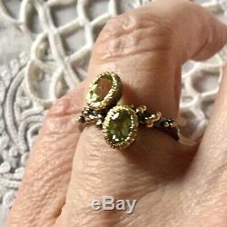 Original Old Ring Design Peridot Silver, Gold Finish