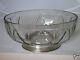 Oval Antique Solid Silver Fruit Bowl With Minerva Hallmark And Crystal Art Deco Design