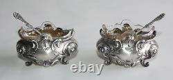 Pair Of Antique Pores In Solid Silver Minerva And Crystal + 2 Silver Shovels