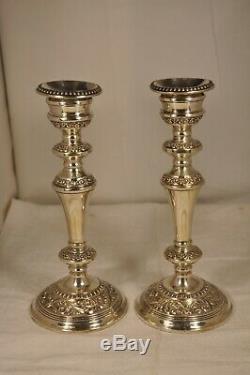 Pair Of Candlesticks Veterans Solid Silver Sterling Silver Candlesticks