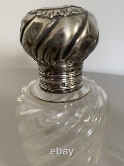 Pair Of Old Bottles Of Silver Solid Perfume Minerva Bamboo Crystal Baccarat