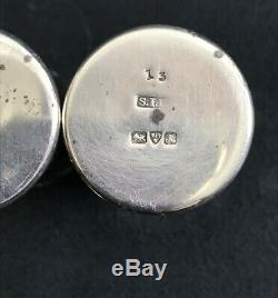 Pair Of Old Salieres In Sterling Silver (english) In Their Case