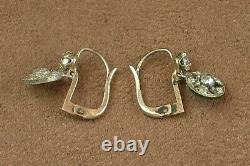 Pair Of Old Sleeper Earrings In Silver Massive Stones Art Deco