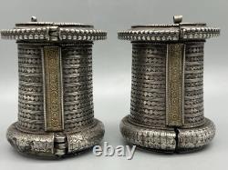 Pair of ancient bracelets in solid silver, old style 606 grams Sindhi
